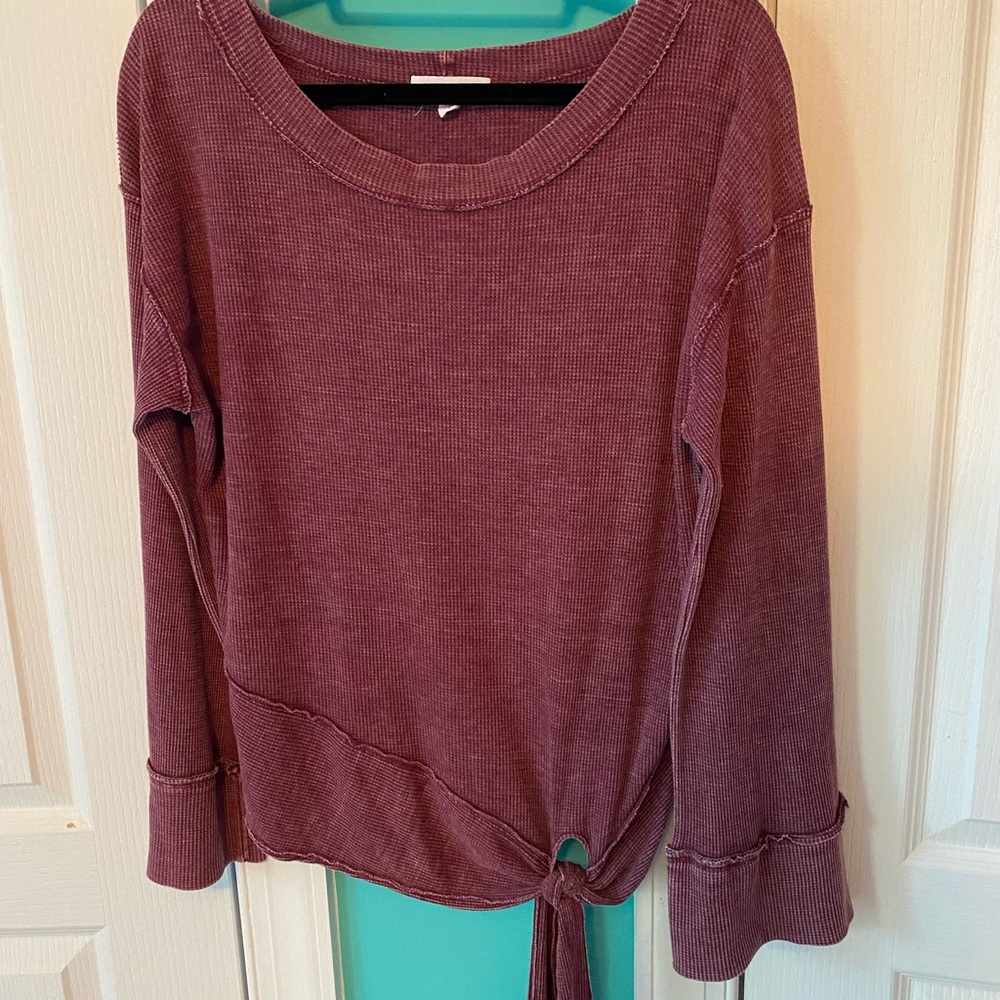 Hashtag light burgundy waffle knit top